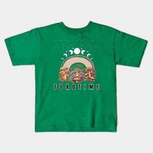 Cottagecore Aesthetic Frog Playing Guitar Kids T-Shirt